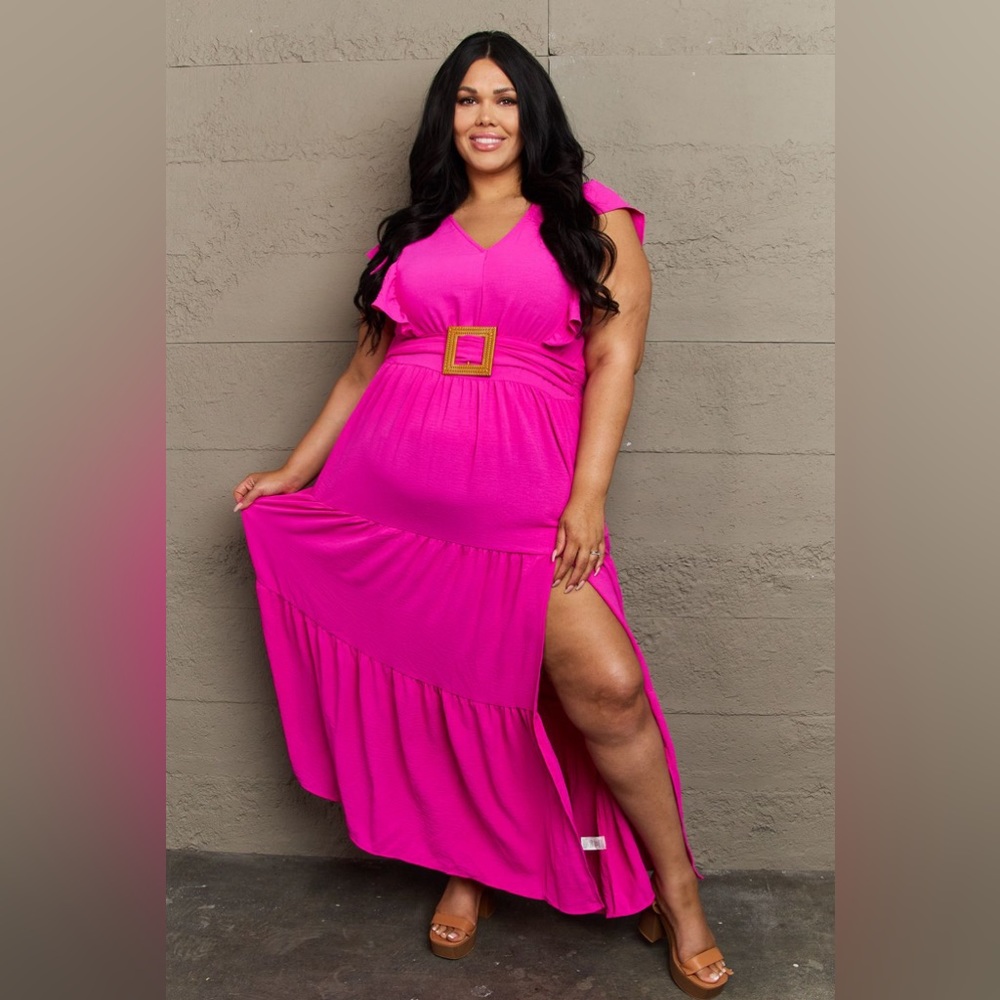 🌟NEW, CHIC*- GeeGee Fancy Fizz Tiered Side Slit Maxi Dress OFFERS WELCOME! - Picture 4 of 10